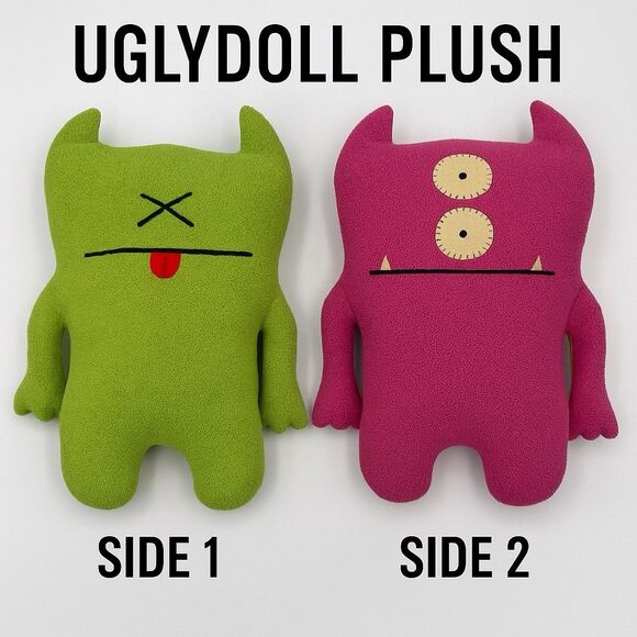 Uglydoll Bop N’ Beep Reversible Plush 12” Green Pink Monster HTF Collectible Toy - Picture 1 of 5